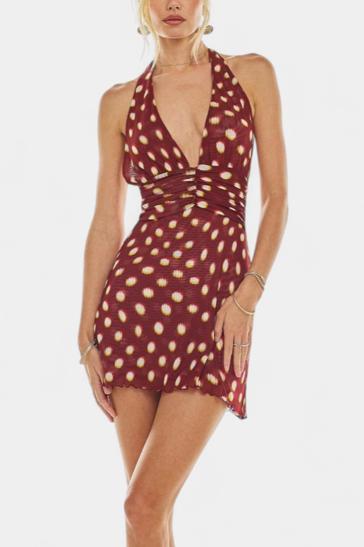 Édeline | Mini robe en lycra à pois vintage