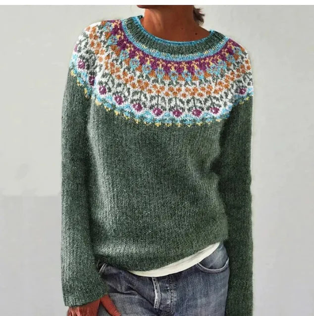 Giulia – Pull confortable - gris/fleurs