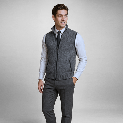 Gilet en Laine Harrison à Zip Complet