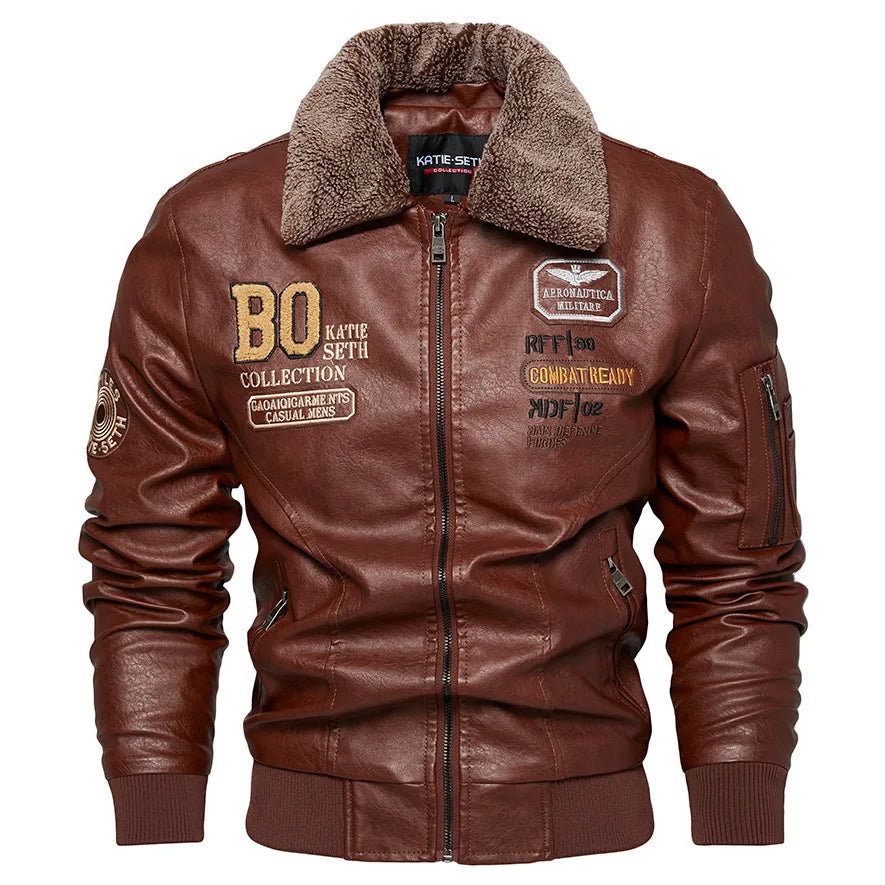 Raphaël™ | Blouson aviateur noir avec col fourré