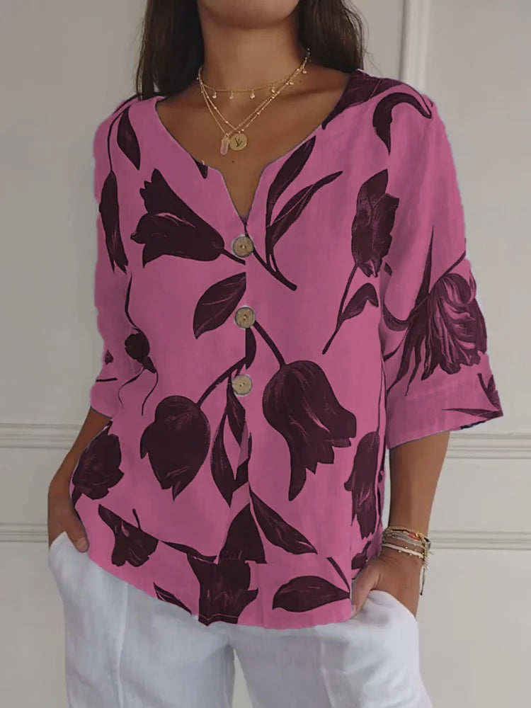 Delphine - Blouse Fleurie Élégante